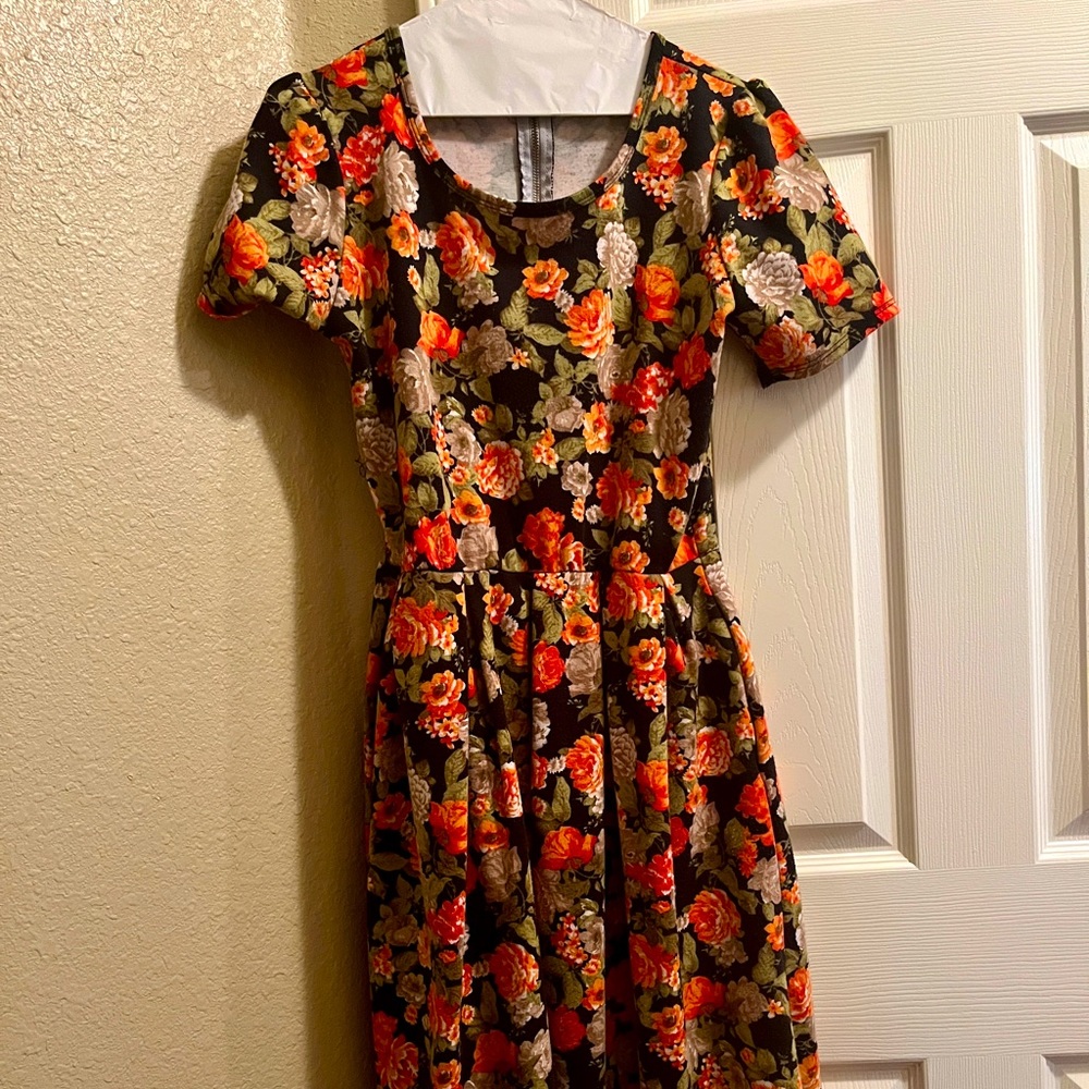 LulaRoe Amelia Medium Floral Dress  with Pockets & Zipper detail